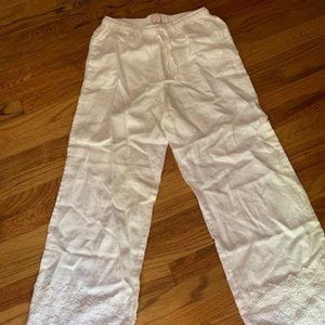Whte linen drawstring pant